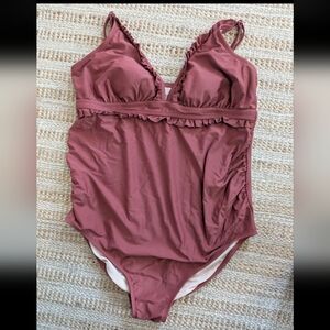 Isabel Maternity One Piece Swimsuit Size XLColor is a deep mauve